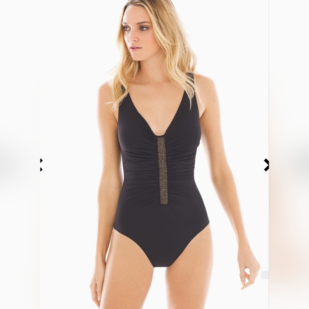 Trimshaper NWOT Averi Black Women's Swimsuit Size 10